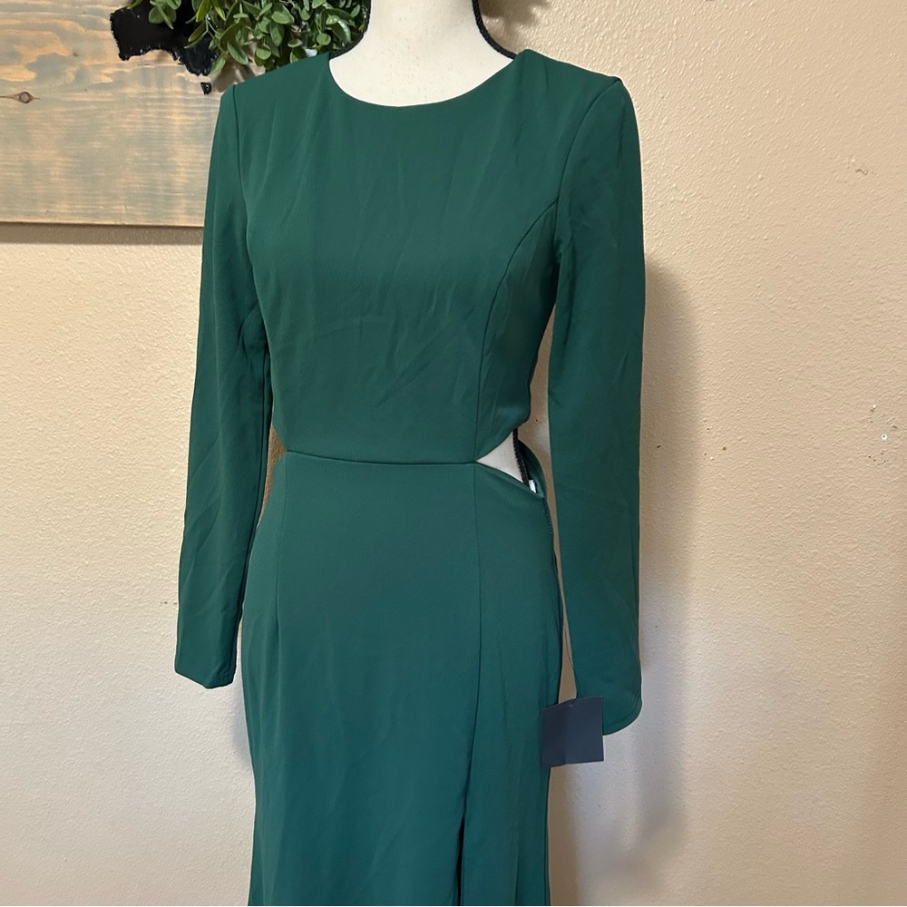 NWT Lulus Going for the Wow Emerald Green Long Sleeve Cutout Maxi Dress - Picture 3 of 11